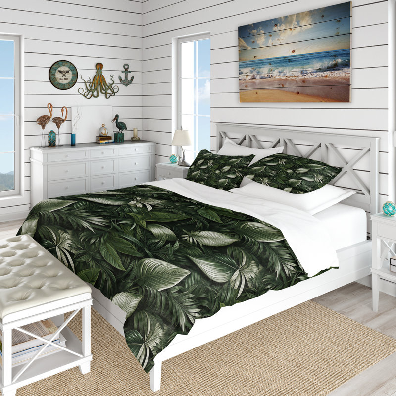 Ensemble de housse de couette Green Plants, Housse de couette simple + 1 taie décorative stan