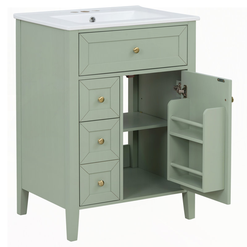 24" Bathroom Vanity with Sink,Ceramic Sink, Light Green