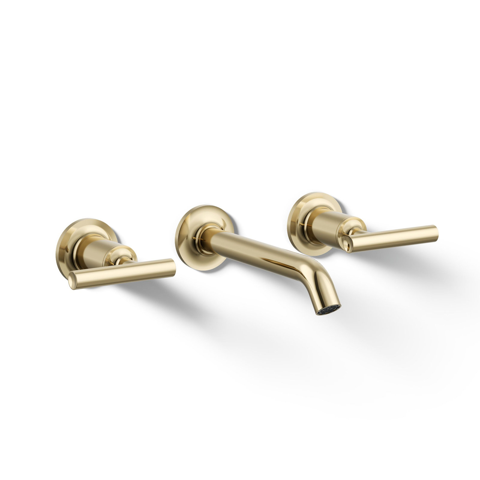 Purist Wall-Mounted Bathroom Faucet, Vibrant French Gold, Lever Handle