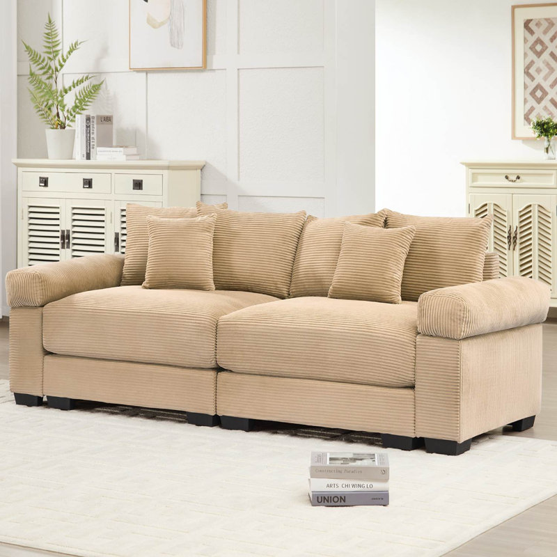 82.6" Oversized Modular Corduroy Sofa, Camel