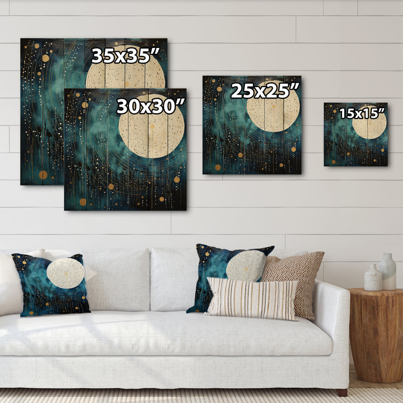 Lune bleue minimalisme IV sur bois, H 35 po x l 35 po x P 0,78 po