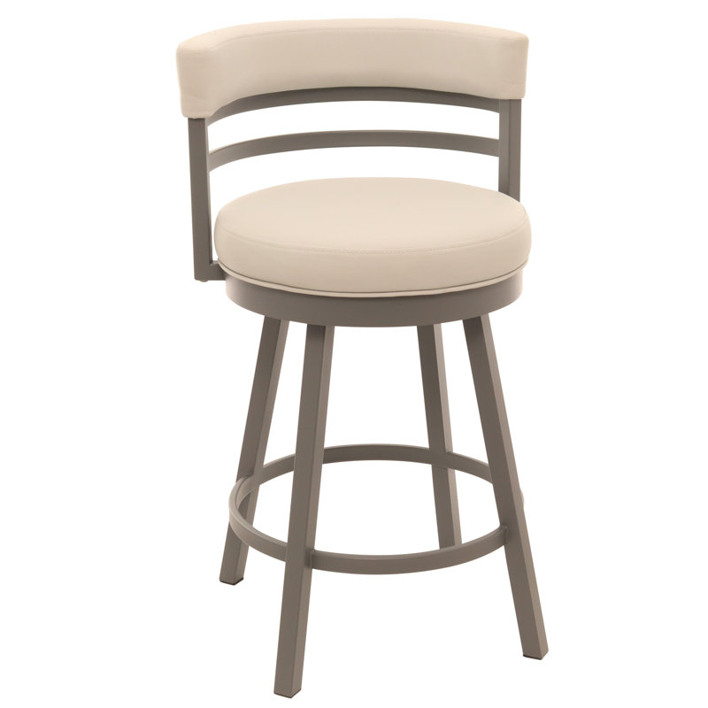 Sunnydale Camden 26" Swivel Counter Stool, Steel Mist Finish & Silver Dune Leatherette