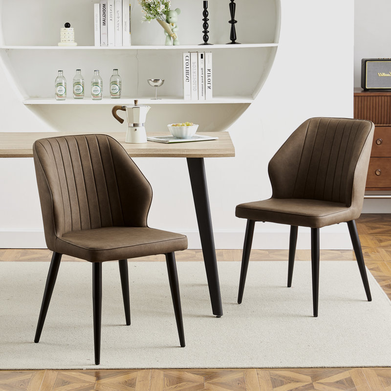 Upholstered Metal Dining Chair, Brown