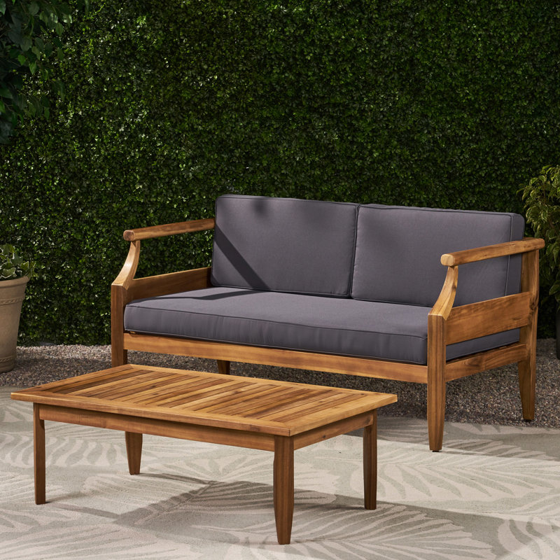 Bois extérieur avec eau gris foncé - Coussins et finition de mobilier de table basse -