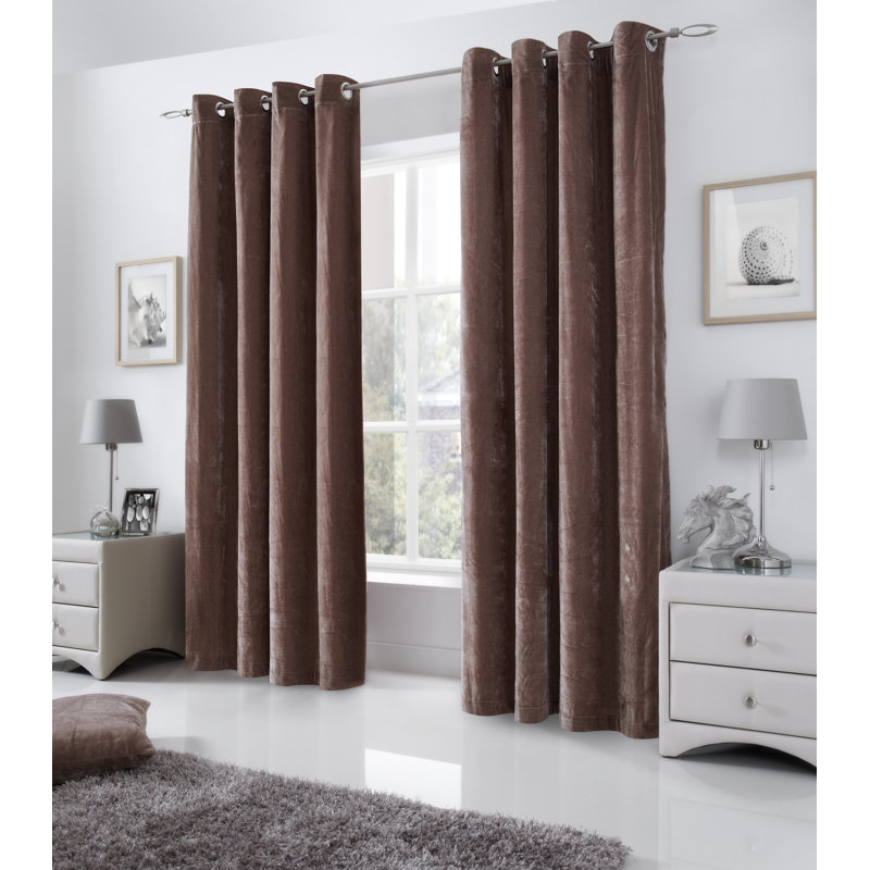 Velvet Room Darkening Curtain, Mink, 144 W x 228 D cm