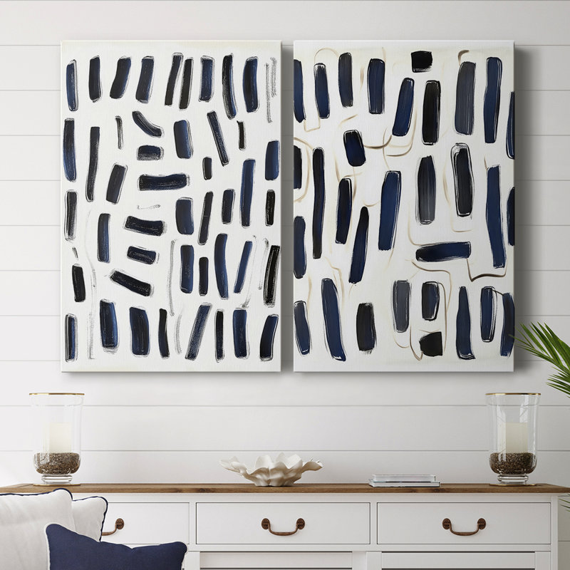 ABSTRACT Series DLxxIV - Toile tendue avec châssis de qualité supérieure - Prêt à être accroché, 60" H x 80" W