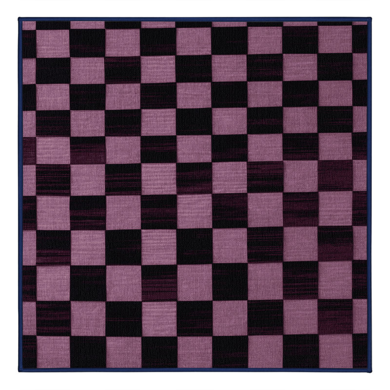 Machine Washable Checkered Purple Area Rug, Square 6'