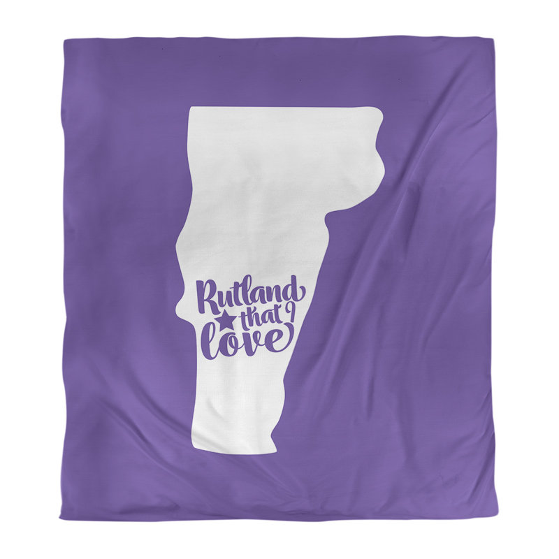Housse de couette réversible simple rutland vermont love, Housse de couette pour lit simple, Mauve, Microfibre