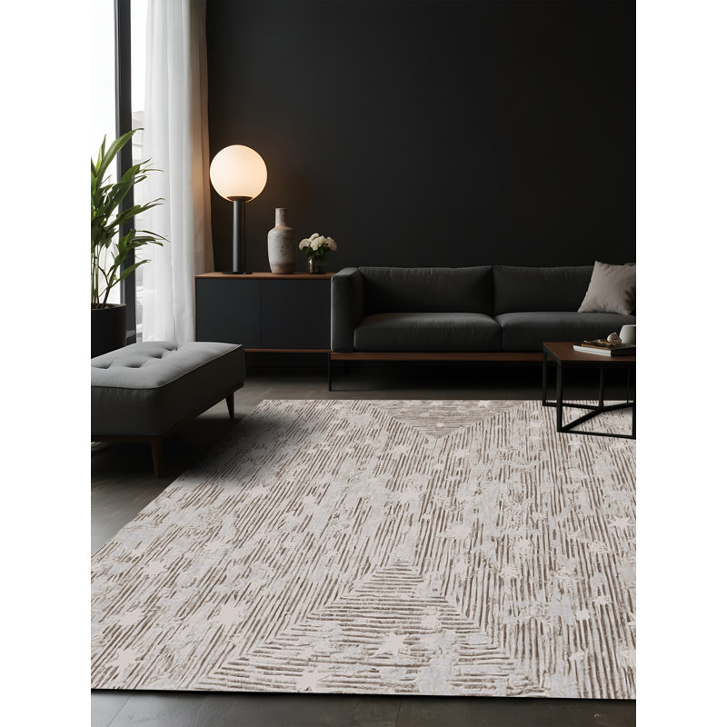Tapis gris soyeux et moelleux, Carré 3 pi