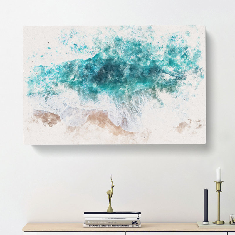 The Turquoise Ocean upon the Beach - Wrapped Canvas Graphic Art Print, 60cm H x 91cm W x 3cm D