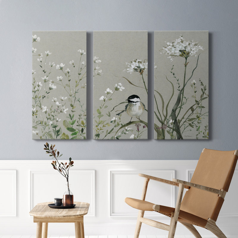 Bouquet of Grace Meadow II - Ensemble de 3 peintures sur toile tendue, H 60 po x l 120 po x P 1 po