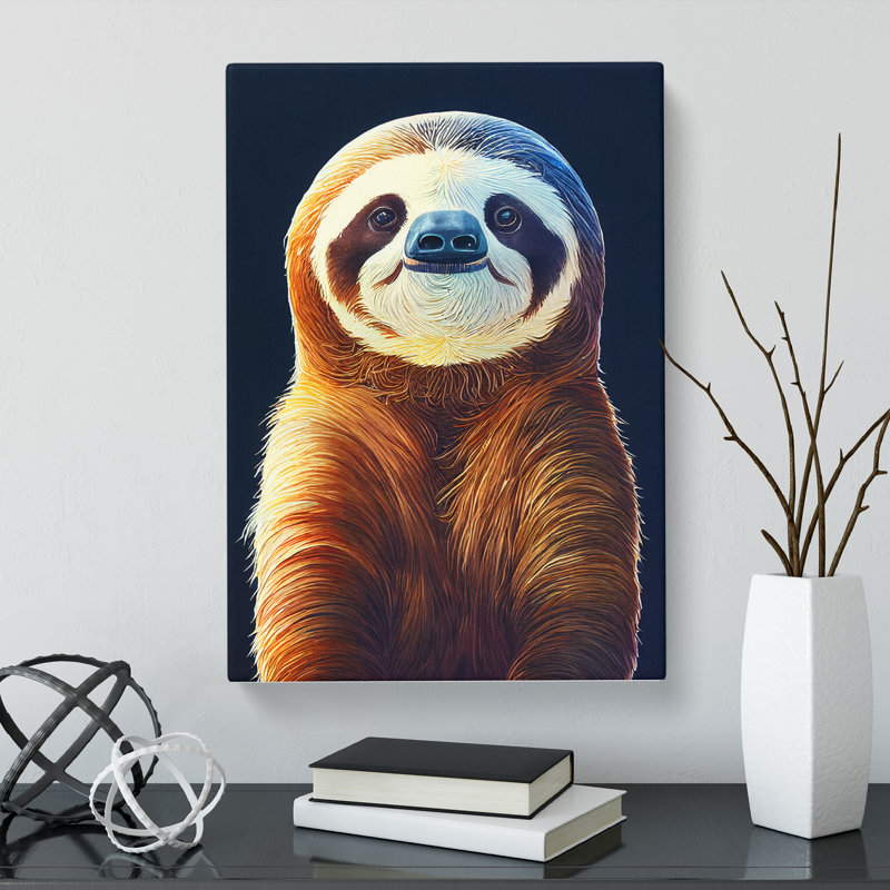 CAN-V0523-2783X Watercolour Sloth - Wrapped Canvas Print, 50cm H x 35cm W x 3cm D