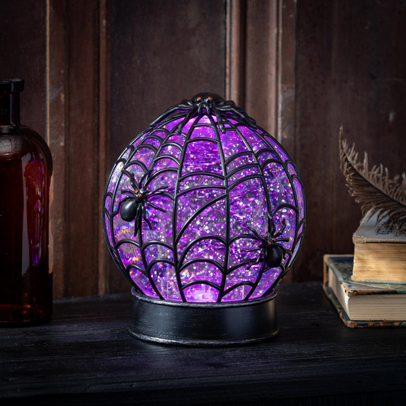 Spooky Spider Web Halloween LED Snow Globe with Timer