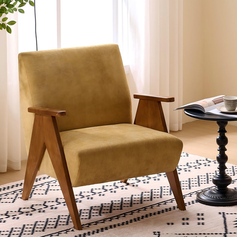 Upholstered Chenille Armchair, Yellow