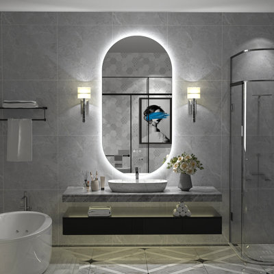 Miroir de salle de bain / meuble-lavabo en verre trempé à DEL certifié Aevar UL avec garantie de 3 ans
