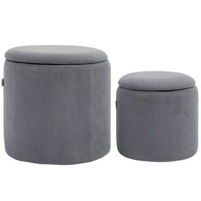 Sebuhi 40cm Wide Round Solid Colour Footstool Ottoman with Storage