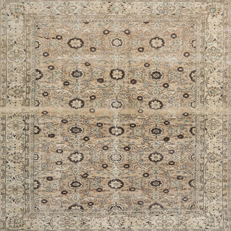Tapis crème/beige traditionnel Portslade, Carré 4 pi
