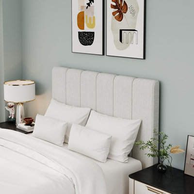 King Headboard,,Upholstered Headboards For King Size Bed Headboard Panels Adjustable Height Grayish (Oatmeal) by Latitude Run