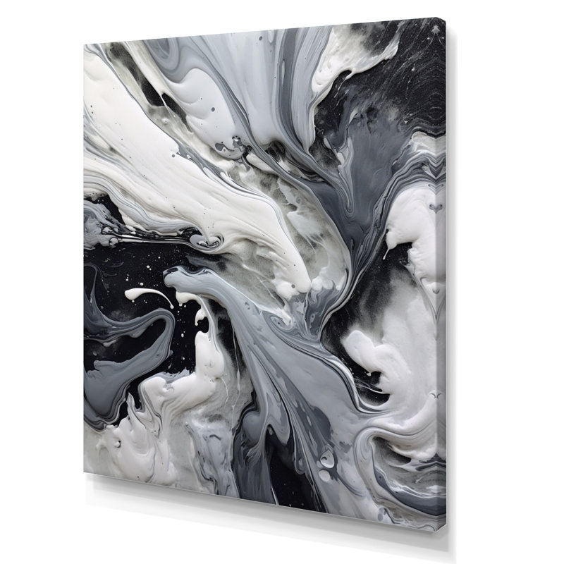 Black And Grey Harmony In Chaos, No Frame, 44" H x 34" W, Wrapped Canvas