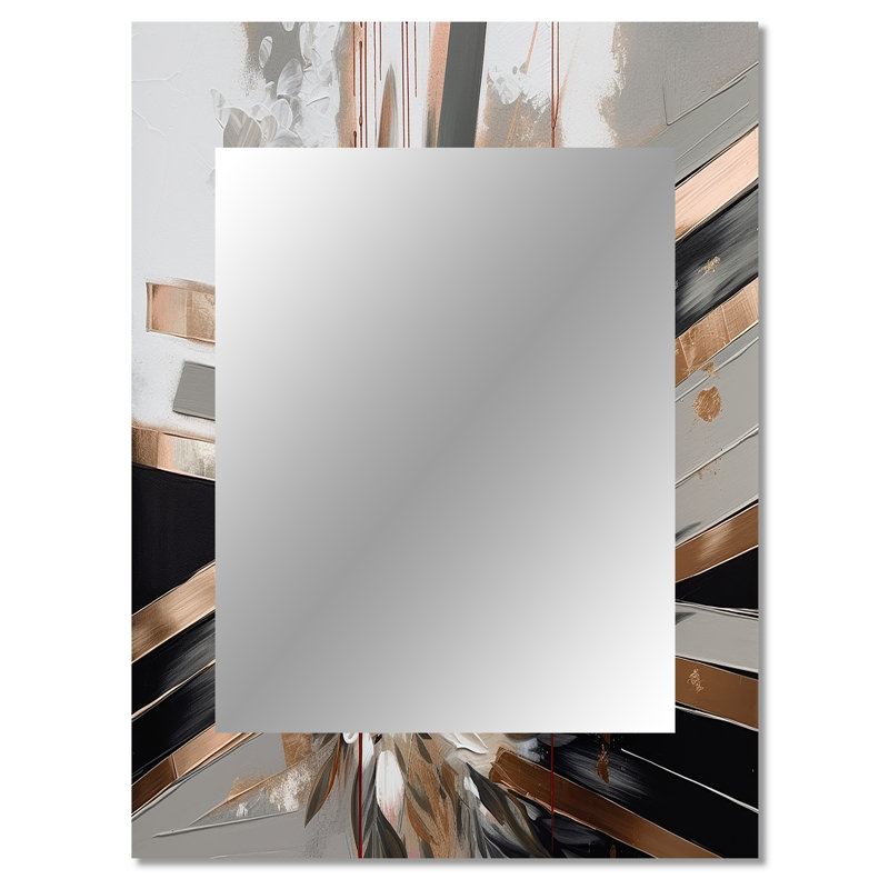 Rose doré linéaire Floral Elegance III - décoration murale unique à motif floral, 40 po x 30 po