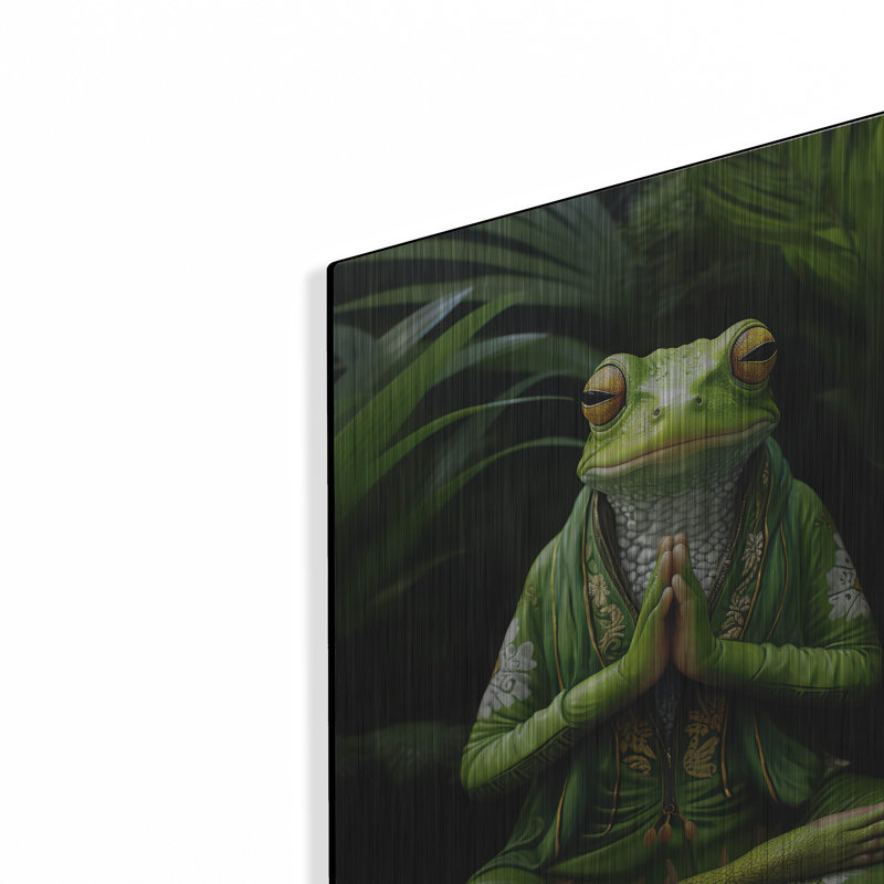 «Frog Zen» par r3darch0n, art mural en métal, H 16 po x l 12 po