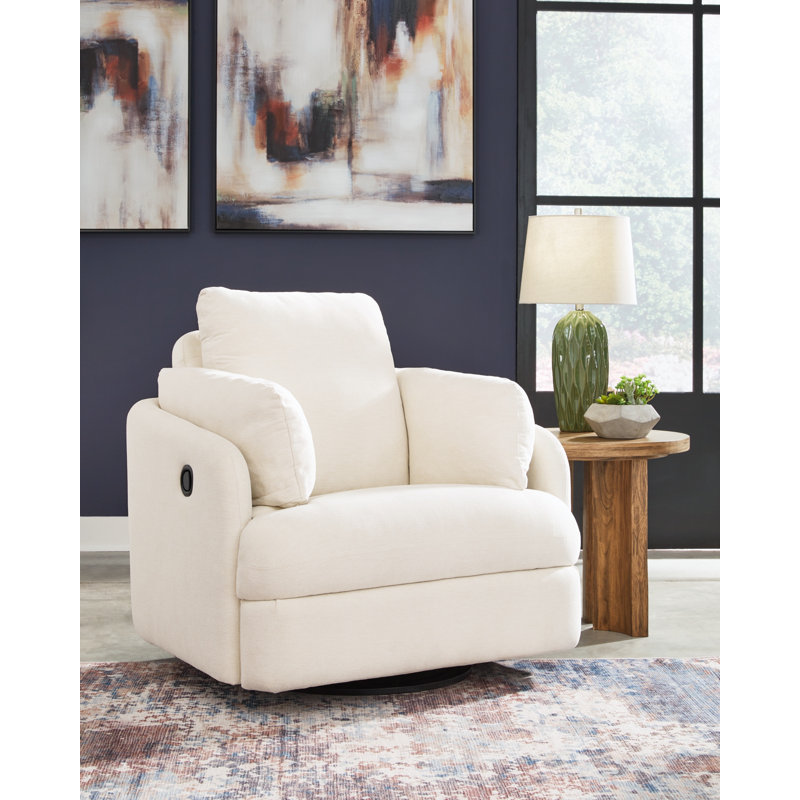 Gwenevere Upholstered Recliner, Beige Polyester