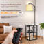 Lampe sur pied 59 po avec table Knowell, table de bout avec station de charge (port USB, type C et AC) avec télécommande et ampoule incluse Knowell