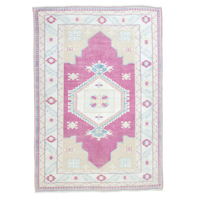 Vintage One-of-a-Kind 6'3" X 8'11" 1980s Wool Area Rug Pink