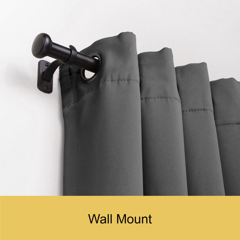 Adjustable Black Steel Tension Curtain Rod for Indoor/Outdoor Use
