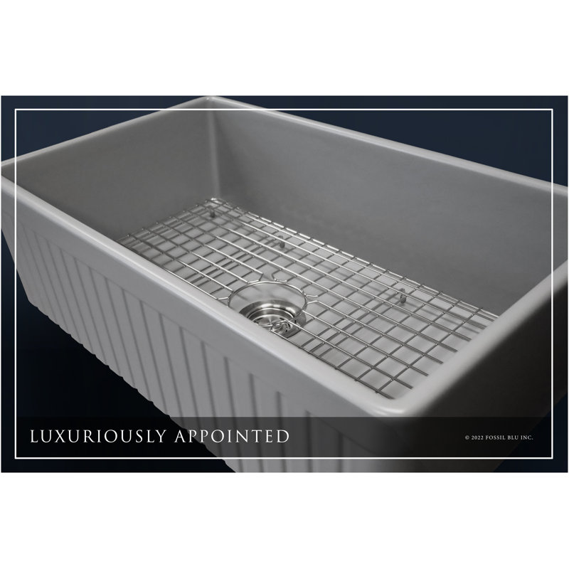 Luxury Solid Fireclay Farmhouse Sink, Stainless Steel Accessories