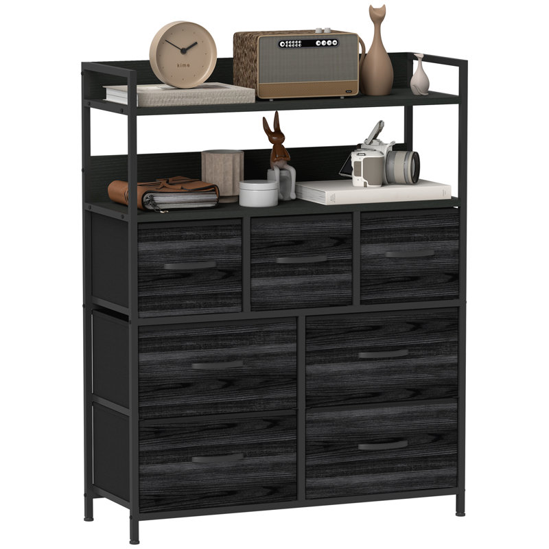 79 cm W Chest of 7 Drawers, Black
