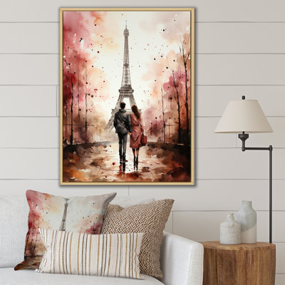 «Paris Eiffel Tower Passion Vintage Watercolor I», reproduction d'art sur toile