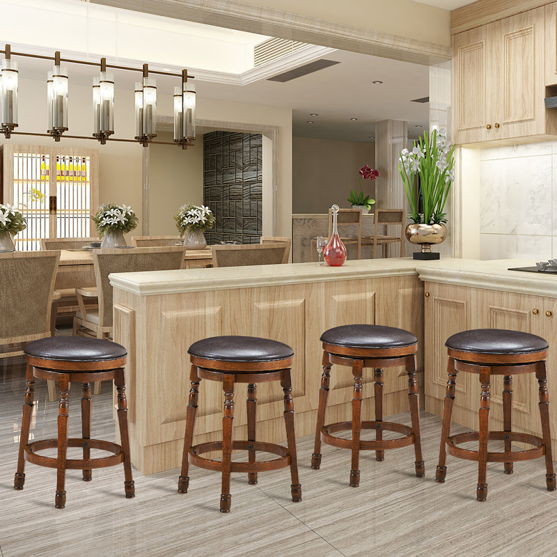 Soraya Swivel Upholstered Counter Stool with Solid Wood Frame, Counter Stool (24” Seat Height)