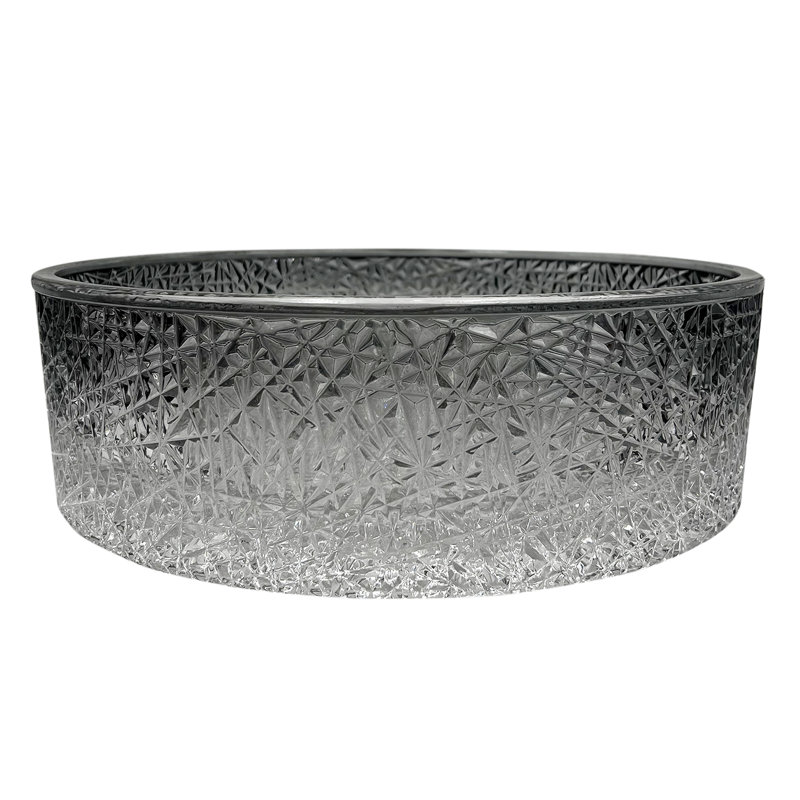 16'' Round Textured Clear Glass Vessel Sink