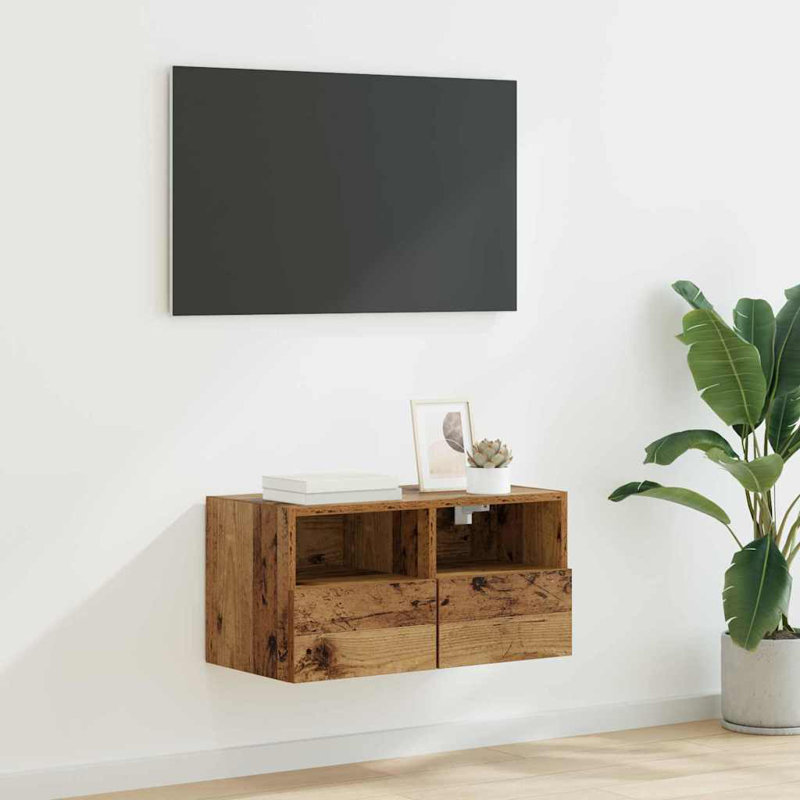 TV Stand, 30cm H x 60cm L x 30cm W, Old Wood