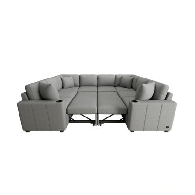 108.7 Inch Convertible Pull-Out Sofa Bed U-Shaped Sectional For Living Room Comfort And Versatility