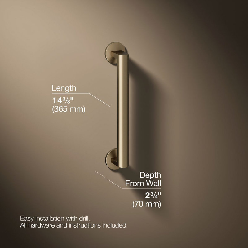 Components In Grab Bar, 12" W, Vibrant Brushed Bronze