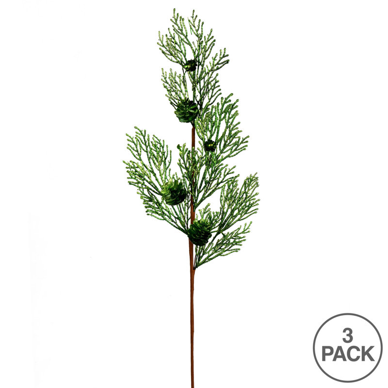 Vickerman 36" Glitter Pine Cone Artificial Christmas Spray, Green