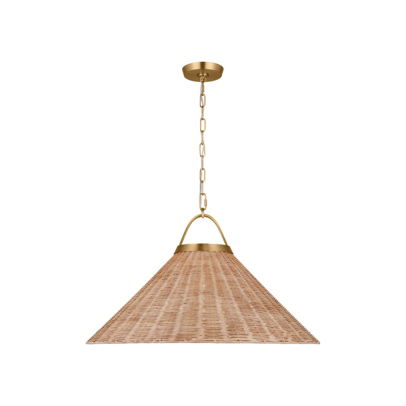 Luminaire suspendu en or 1 lumière Darnaja, H 17,25 po x l 22 po x P 22 po