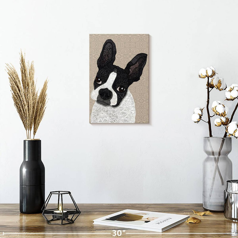 Terrier de Boston à motif Brampt, H 12 po x l 8 po