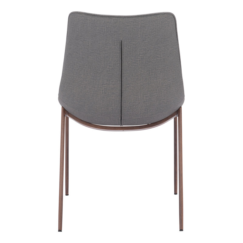 Slate Gray and Walnut Low Side Chair with Metal Frame
