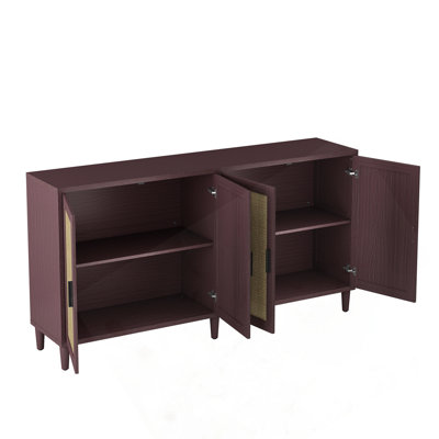 Armoire 70 "à 4 portes en rotin avec tablettes réglables 70"