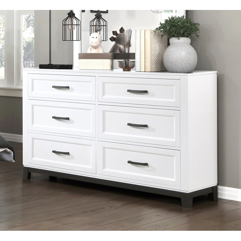 Commode avec 6 tiroirs de rangement, Blanc