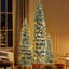 Ensemble de 3 arbres de Noël en forme de flocons de Noël pré-éclairés, avec 1370 pointes en PE et 290 lumières DEL, 11 modes d'éclairage, arbre de Noël