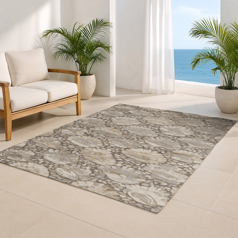 Tapis intérieur et extérieur gris Nature, Rectangle 5 pi x 7 pi