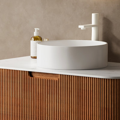 Modern 14'' Ceramic Bath Sink - White, & Fashionable 13.85'' Bathroom Cabinet Basin Functional Style