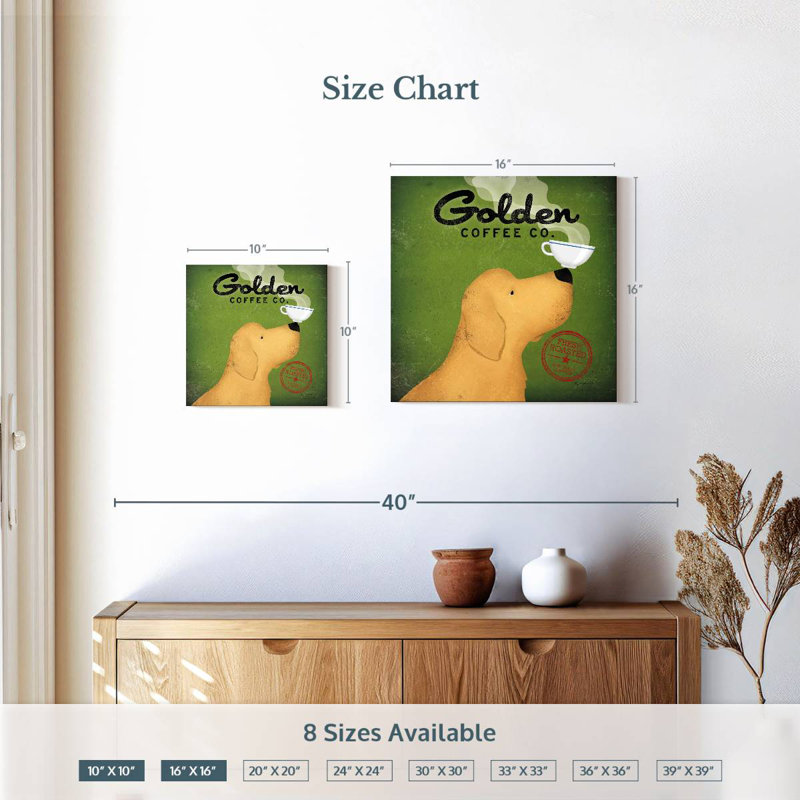 Yarlin Golden Coffee Co sur fond vert, H 16 po x l 16 po