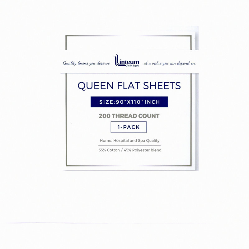 Luxury Queen White Percale Top Sheet - Hotel Quality 200 TC Cotton Blend Flat Bed Sheet - Fade Resistant, Shrinkage Proof - Ideal for Rental Properties
