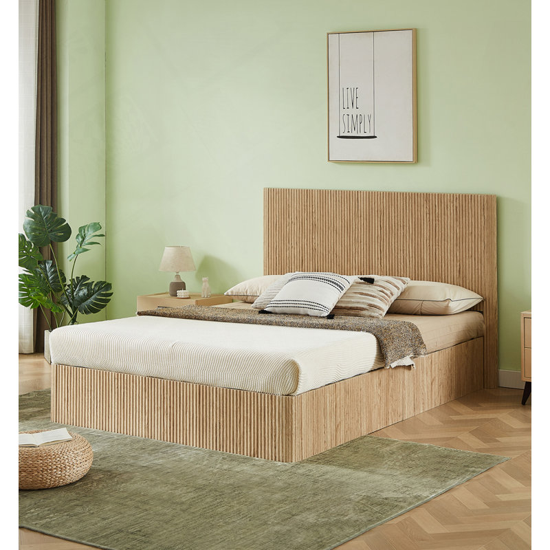 Wooden Lift Up Storage Bed Fram, Natural