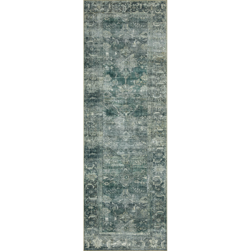 Magnolia Home By Joanna Gaines X Loloi Banks Machine Washable Blue / Lagoon Area Rug, Runner 2'6" x 7'6"